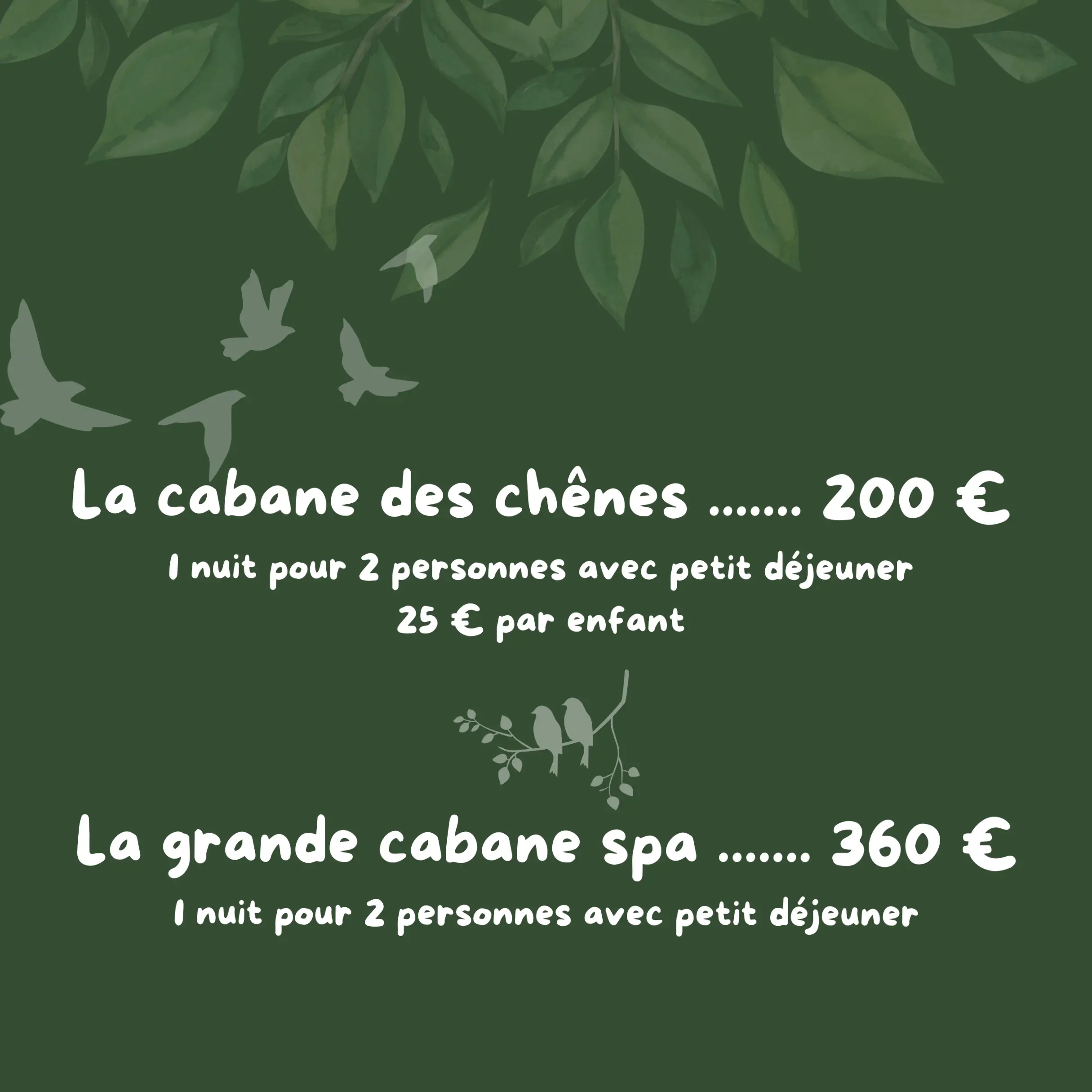 tarifs bons cadeaux cabanes spa dans le perche en normandie