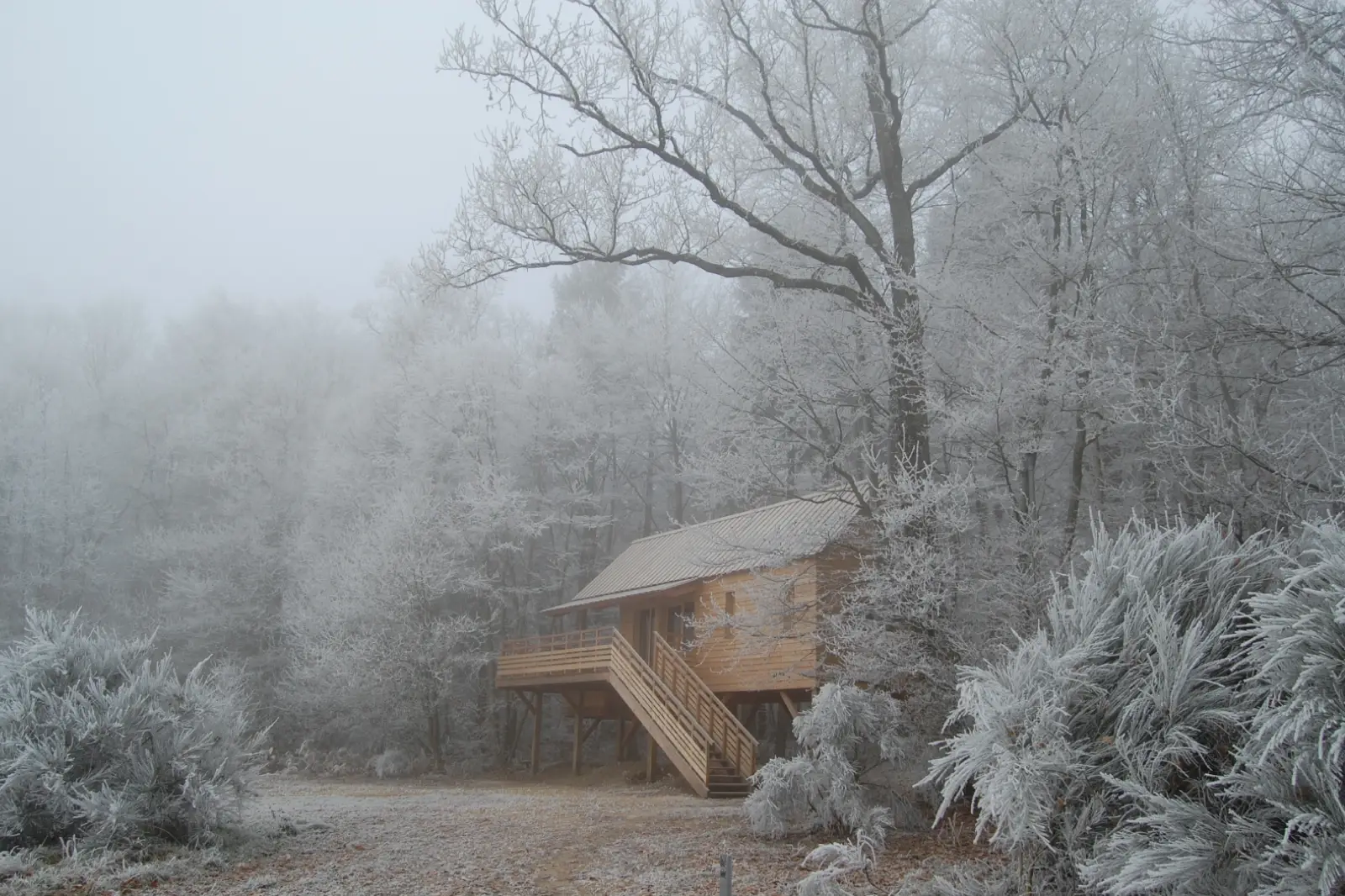 cabane spa en hiver normandie