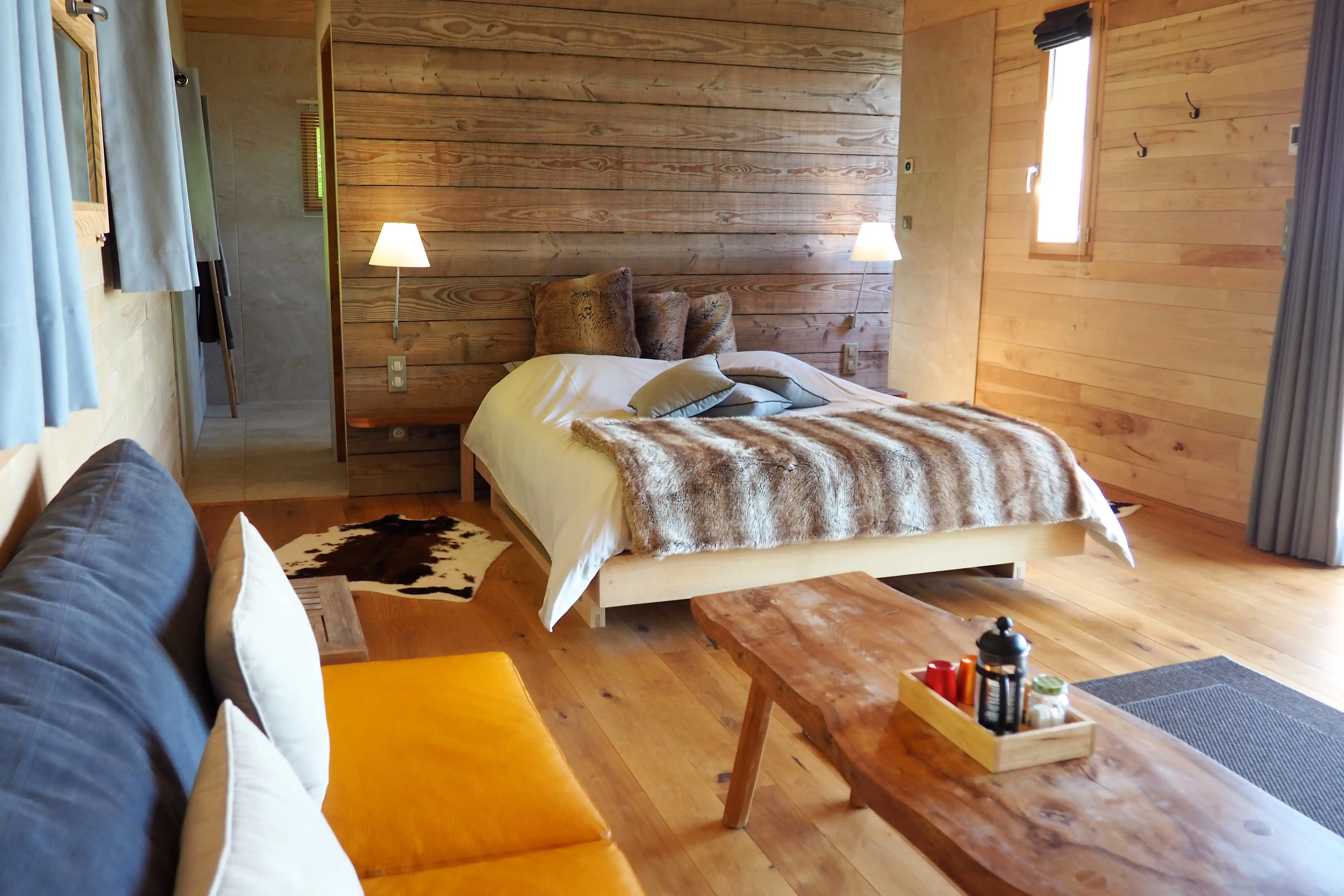 chambre grande cabane spa en  normandie