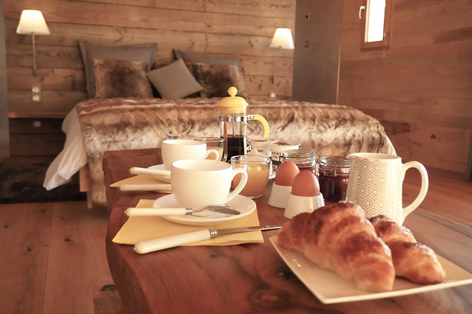 petit déjeuner à la grande cabane et spa