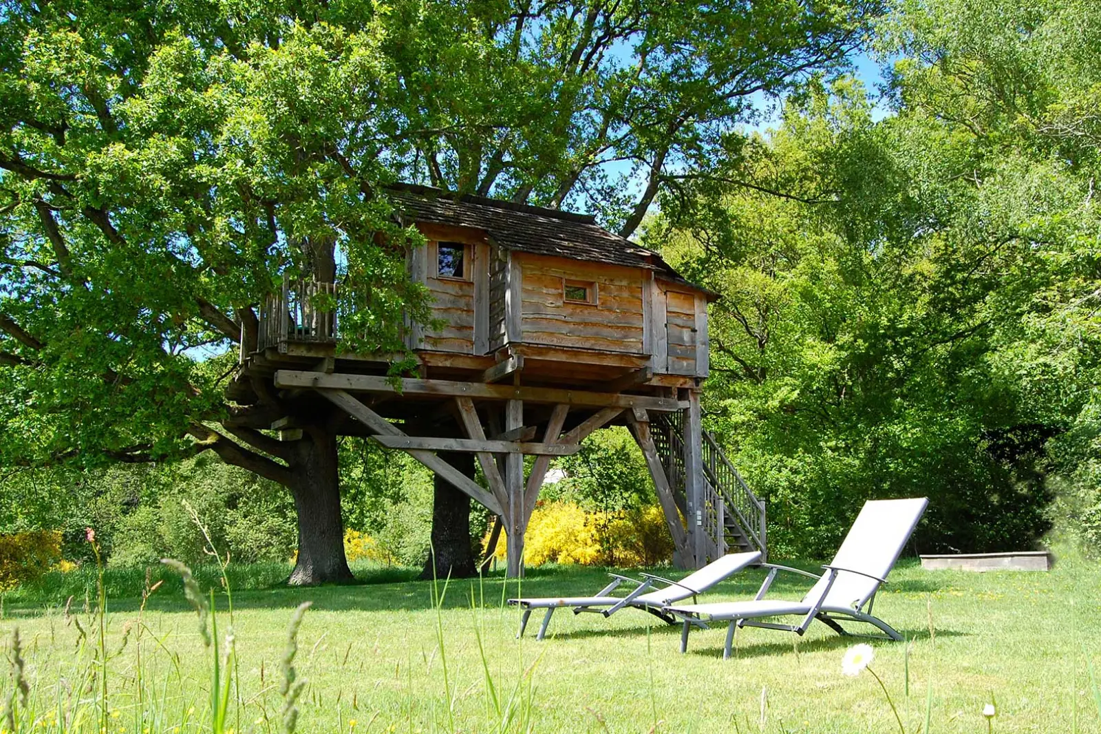 cabane des chênes et sa prairie